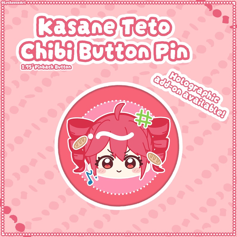 HOLO OPTION! Kasane Teto Chibi Button Pin (1.75