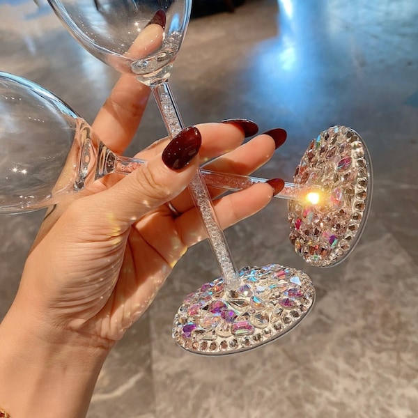 Beau verre à vin en strass | Verres à vin uniques | Verre à vin bling | Verre à champagne unique | Verres à cocktails uniques | Cadeaux pour elle