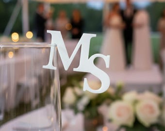 Etiquetas personalizadas para bebidas de boda, adornos acrílicos con iniciales para copas