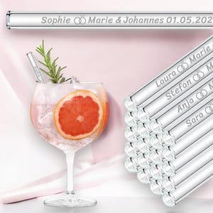 Cannucce di vetro personalizzate, Cannucce personalizzate per matrimonio, Bomboniere personalizzate, Decorazioni per matrimoni personalizzate, Cannucce di vetro personalizzate,
