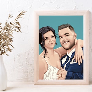 Personalisiertes Paar Portrait | Wunderschönes Portrait | Cartoon Portrait | Valentinstag Geschenke, Jahrestag Geschenke