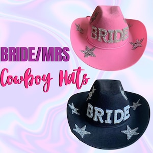 Cappello da sposa con perle / Cappello da cowboy della signora / Cappello da cowboy da sposa / Cappello da sposa da donna / Cappello da sposa addio al nubilato / Cappello da sposa personalizzato / Cappello da cowboy da sposa
