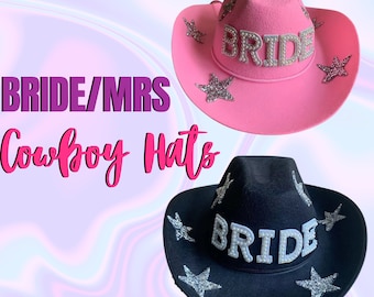 Bride Hat With Pearls | Mrs Cowboy Hat | Bride Cowboy Hat | Women Bride Hat | Bachelorette Bride Hat | Custom Bride Hat | Bride Cowboy Hat