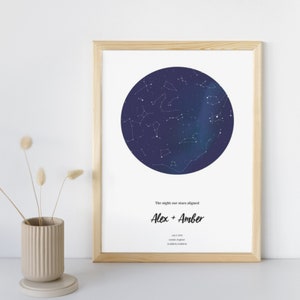 Digital Custom Star Map Print, Custom Star Map Poster, Anniversary Gifts, Night We Met Valentine's Day Gift, Wedding Gift, Constellation Map image 1