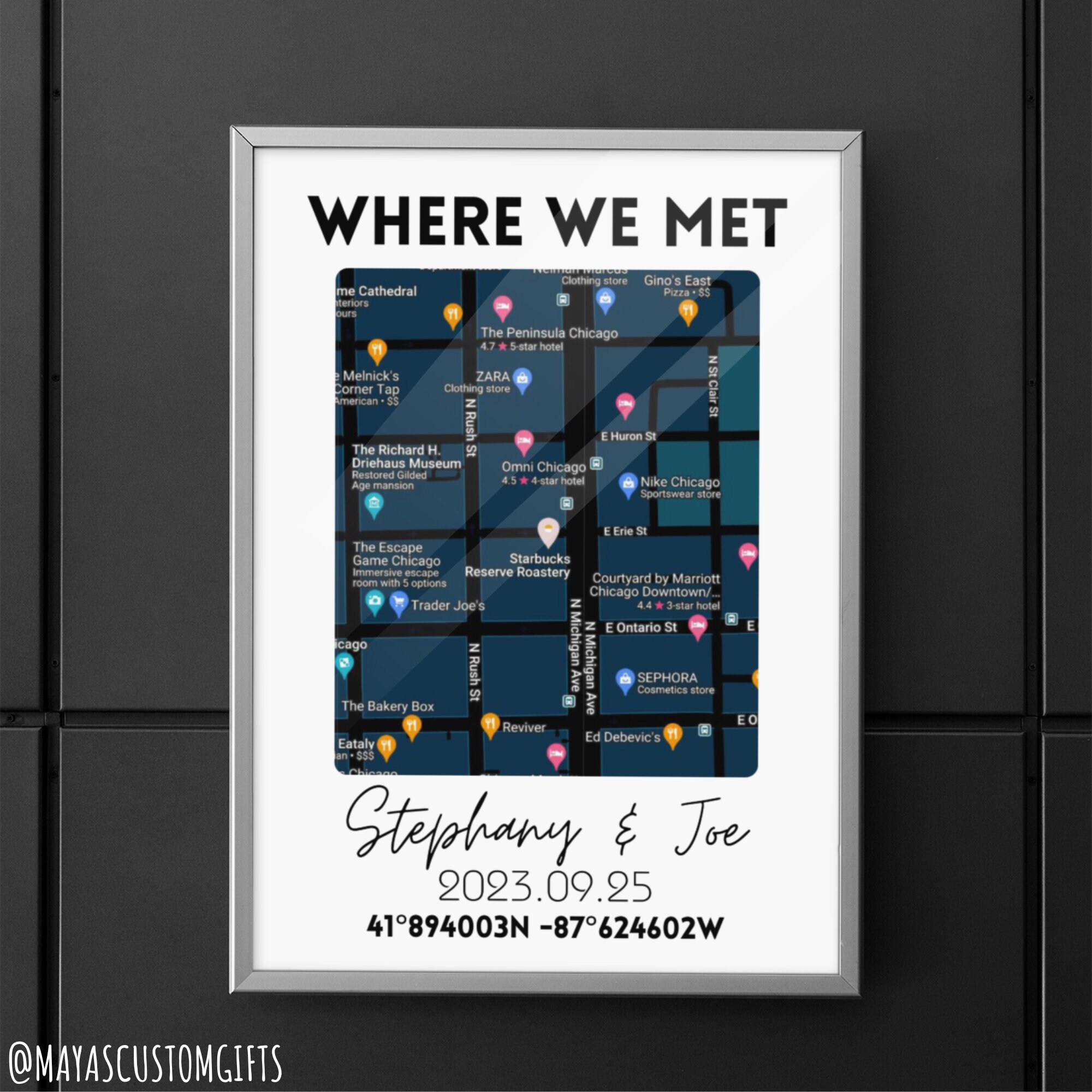 Where We Met Map, Digital Where We Met Map Print, Couple Map Gift