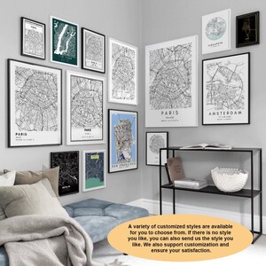 Decorazione stampa mappa città personalizzata / Poster mappa città personalizzata / Arte mappa personalizzata / Arte mappa città immagine 6