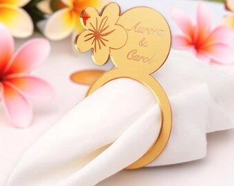 Custom Floral Acrylic Napkin Rings, Personalized Wedding Decor