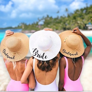 Sombreros de playa personalizados, sombreros de sol personalizados para mujeres, sombrero de playa de novia, sombrero de playa flexible personalizado, sombreros de playa, regalos de luna de miel para la novia