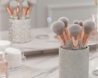 Rhinestone Makeup Brush Set & Cup, Gifts For Her, Christmas Gifts