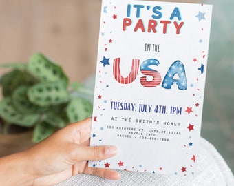 Printable Independence Day Party Invitation, 4th of July Party invite, Instant Download Invitation, Canva Party Invitation, Independence Day