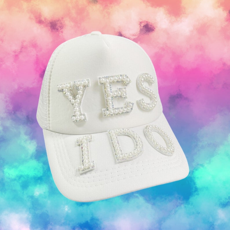 Aangepaste baseballpet voor bruid, bijpassende hoeden voor bruidsmeisje en bruid Yes I Do Hat