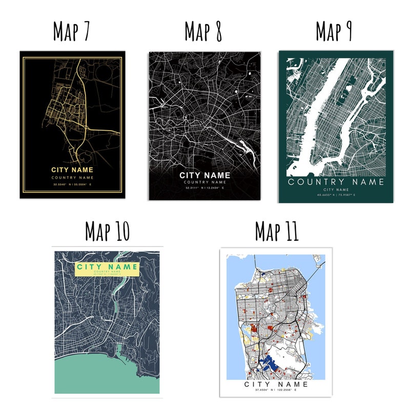 Decorazione stampa mappa città personalizzata / Poster mappa città personalizzata / Arte mappa personalizzata / Arte mappa città immagine 8