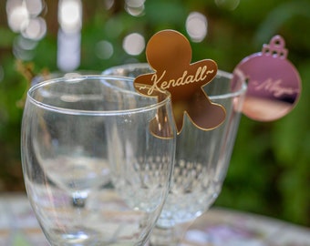 Personalized Christmas Wine Tags, Holiday Drink Tags