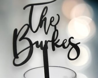 Custom Wedding Dink Name Tags, Custom Initial Glass Toppes