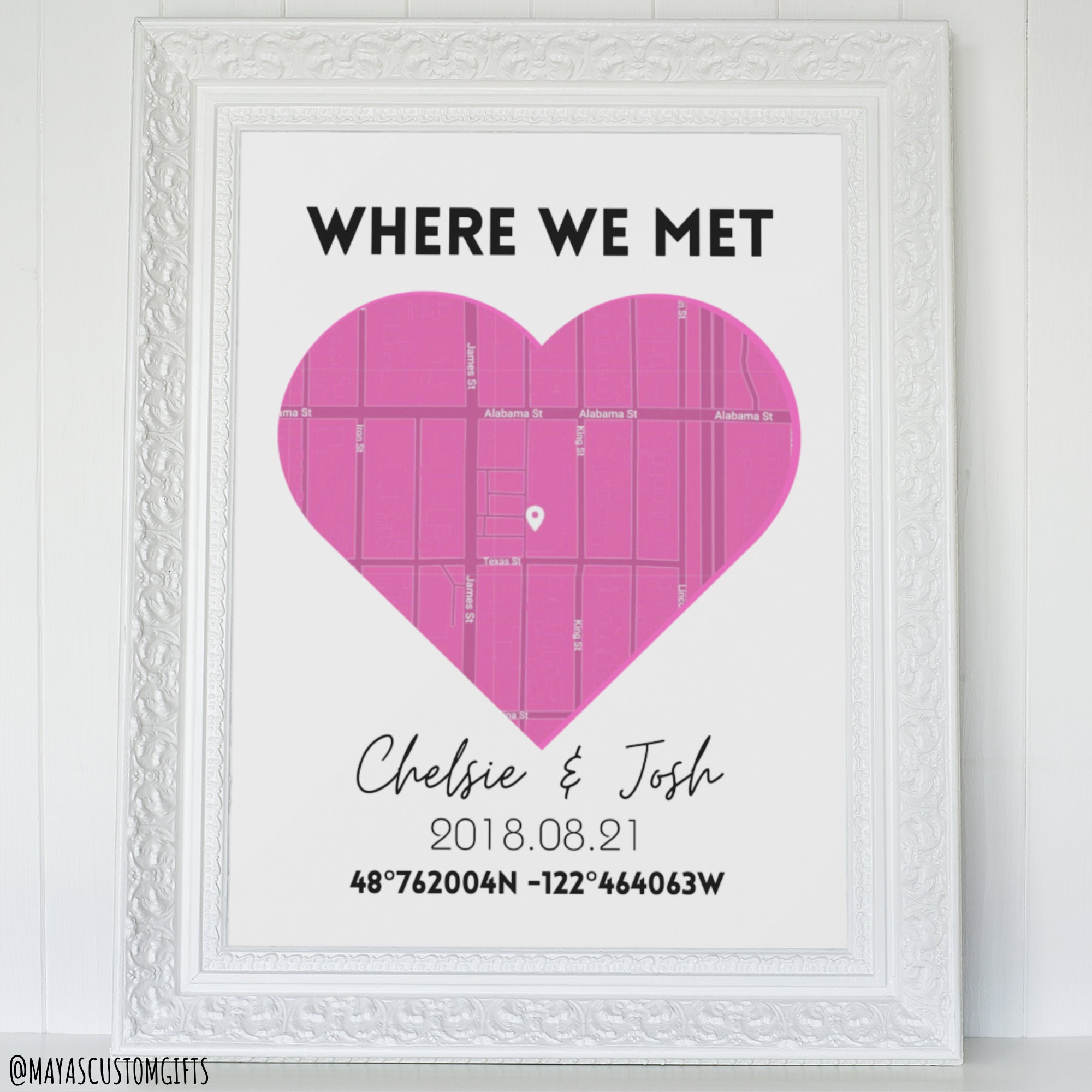 Where We Met Map, Digital Where We Met Map Print, Couple Map Gift