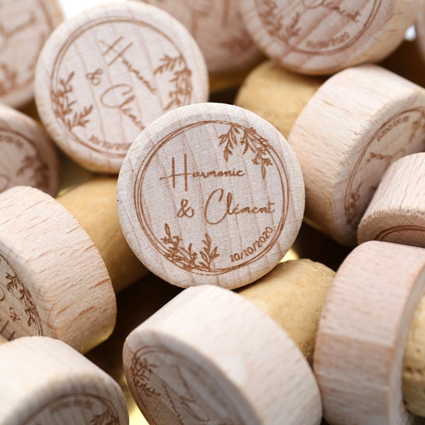 Tapón de vino personalizado / Tapón de vino de boda personalizado / Tapón de vino personalizado a granel / Tapón de vino de madera / Favores de boda personalizados