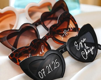 Custom Heart Sunglasses, Bachelorette Party Favors, Wedding Sunglasses