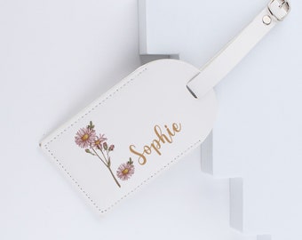 Personalized Birth Flower Luggage Tag, Personalized Luggage Tags, Birth Flower Luggage Tag, Personalized Luggage Tags For Women