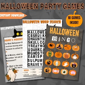 10 Halloween Games Bundle, Printable Halloween Party Games, Halloween Party Games, Halloween Games For Adults, Halloween Games For Kids