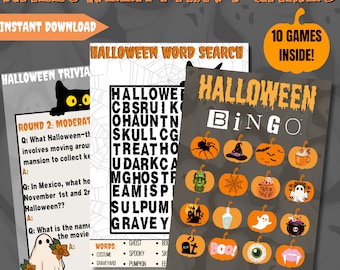 10 Halloween Games Bundle, Printable Halloween Party Games, Halloween Party Games, Halloween Games For Adults, Halloween Games For Kids