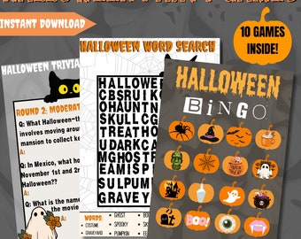 Paquete de juegos imprimibles para fiesta de Halloween (descarga digital)