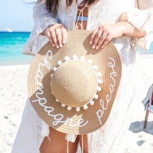 Custom Beach Hats For Women | Personalized Sun Hats For Women | Honeymoon Sun Hat | Custom Floppy Beach Hat | Bride Beach Hat