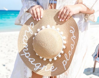 Cappelli da spiaggia personalizzati per donne / Cappelli da sole personalizzati per donne / Cappello da sole luna di miele / Cappello da spiaggia floscio personalizzato / Cappello da spiaggia per sposa