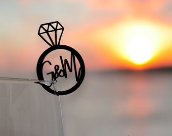 Etiquetas de acrílico personalizadas para bebidas de boda, adornos de cristal personalizados
