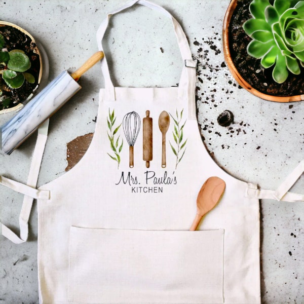 Personalized Apron For Women With Pockets, Personalized Apron For Men, Personalized Linen Apron, Christmas Gifts For Mom, Christmas Gifts