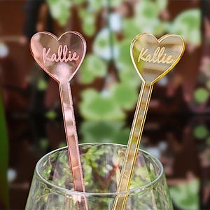 Custom Drink Stirrers For Weddings, Drink Stirrers For Bridal Shower, Heart Drink Stirrers, Wedding Drink Stirrers, Birthday Drink Stirrers