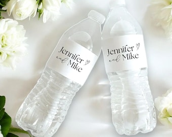 Gepersonaliseerde bruiloft waterflesetiketten, aangepast bruiloftsdecor