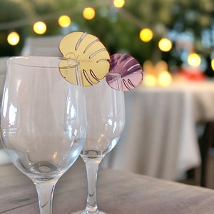 Personalisierte Tropische Getränke Tags, Blatt Getränke Tags, Hochzeit Dekor, Benutzerdefinierte Glas Topper, Tropische Hochzeit, Benutzerdefinierte Hochzeitsgeschenke