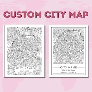 Decorazione stampa mappa città personalizzata / Poster mappa città personalizzata / Arte mappa personalizzata / Arte mappa città immagine 1