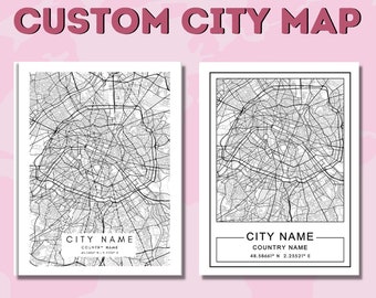 Custom City Map Print Decor | Custom City Map Poster | Personalized Map Art | City Map Art