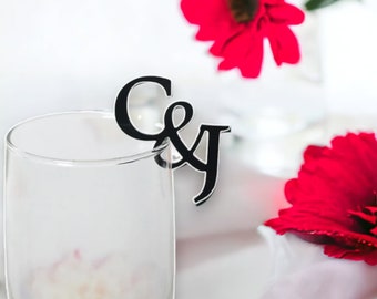 20/50/100pcs Personalized Wedding Drink Tags Initials, Personalized Wedding Decorations, Custom Glass Toppers, Personalized Drink Tags