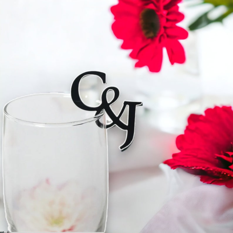 20/50/100pcs Personalized Wedding Drink Tags Initials, Personalized Wedding Decorations, Custom Glass Toppers, Personalized Drink Tags image 1