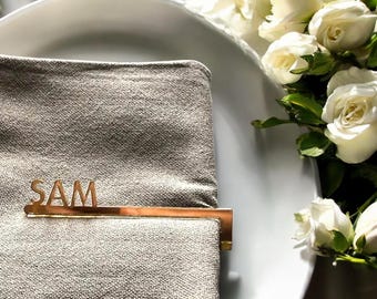Ronds de serviette personnalisés, marque-places pour mariage