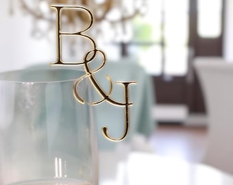 Etiquetas para bebidas de boda con iniciales personalizadas, decoración de boda personalizada