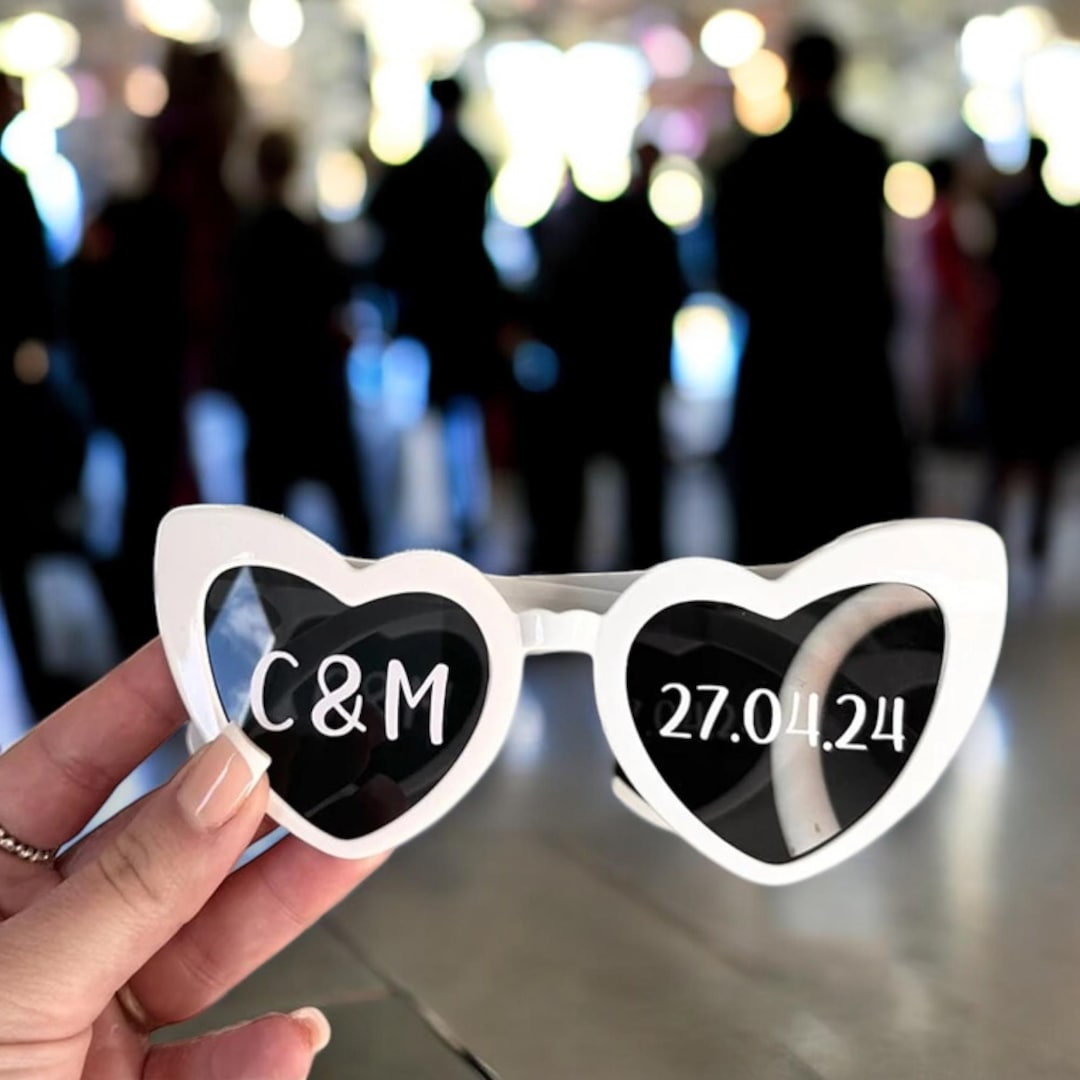 Occhiali da sole a forma di cuore per matrimonio, occhiali da sole a
