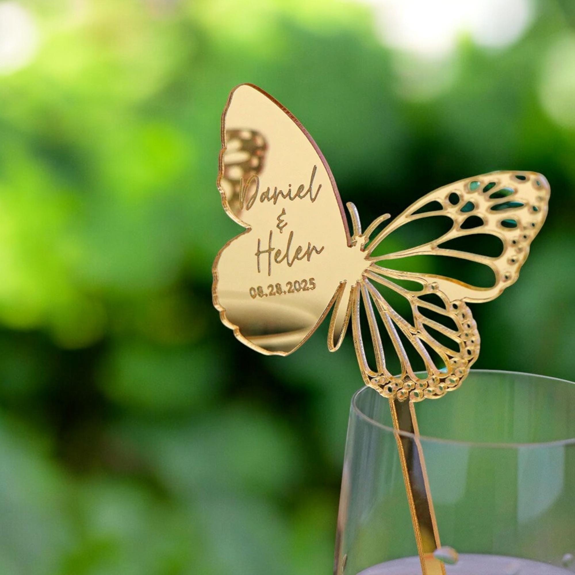 Custom Butterfly Drink Stirrer With Initials, Butterfly Drink Stirrers, Personalized Drink Stirrers, Personalized Wedding Drink Stirrers
