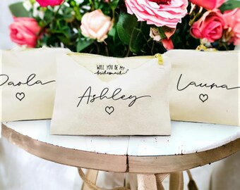 Personalisierte Make-up-Tasche, Brautjungfer Vorschlag Geschenk