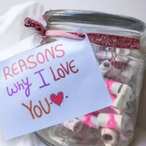 100 razones por las que te amo Notas para tarro / Regalos de San Valentín / Regalos para él / Regalos para ella / Regalos de aniversario