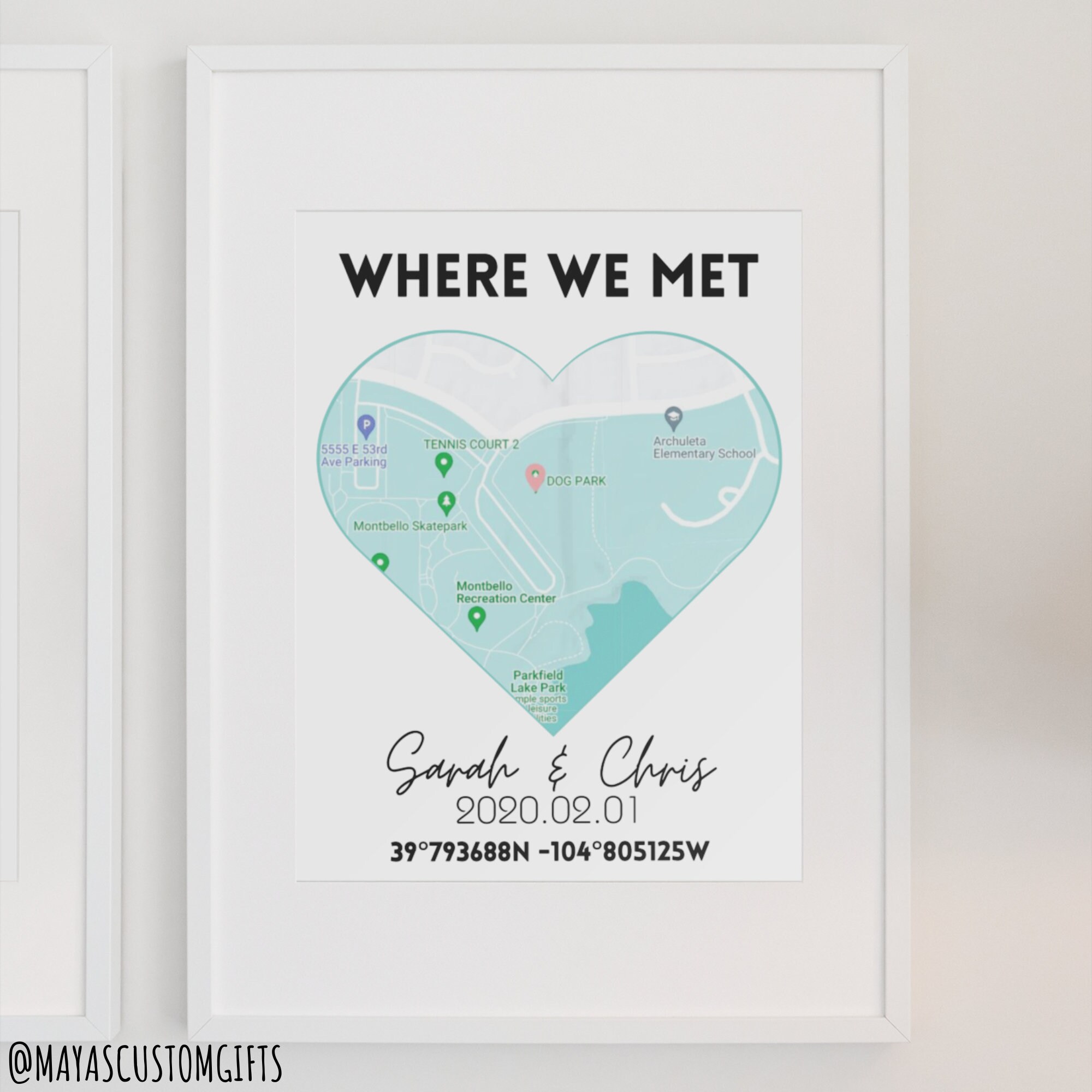 Where We Met Map, Digital Where We Met Map Print, Couple Map Gift