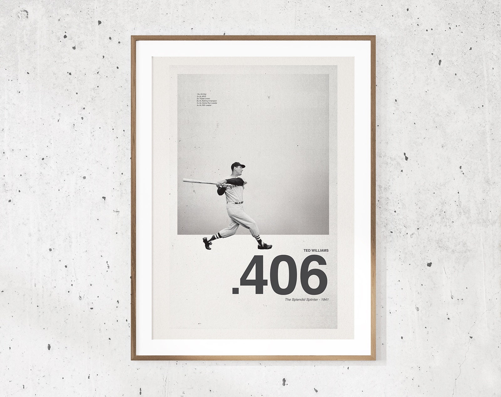 Mid-century Inspired Ted Williams Poster - Etsy