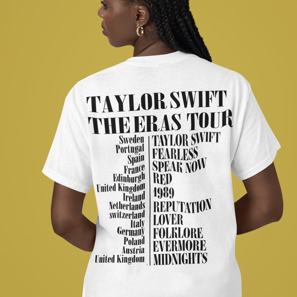 Taylor Swift Eras Tour UK & Europe T-shirts - Taylor Swift Unisex T-Shirts ,Swiftie Merch - London, Liverpool, Cardiff, Edinburgh