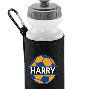 personalised football-themed drinks bottle with cover/Cosies, soft water bottle, drinks bottle personalised