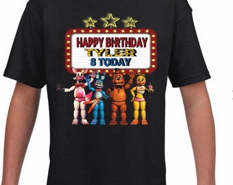 Personalised Five nights at Freddy's T shirt,  T shirt for children, five nights at Freddy's Birthday T shirt,FNAF Clothing.