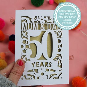 Goldene Hochzeit Jahrestag SVG für Cricut Vorlagen, Cricut Design für Jubiläumskarte SVG DXF