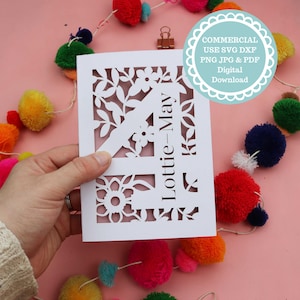 Biglietto di auguri per il 4° compleanno SVG per Cricut Insert Cards o macchine per taglio laser