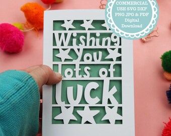 SVG DXF Lots of Luck Good Luck Card Papercut Template, File for Cricut, Digital Download